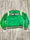 Pine Green “Wish Me Luck” Satin Luxe Bomber