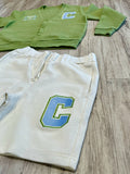 Mocha Green/Carolina Blue “Tennis Club” Cardigan & Shorts