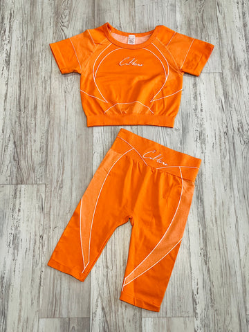 Orange Biker Short Set