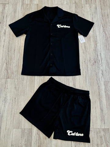 Black Cuban Knit Shirt & Shorts