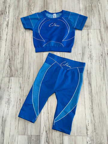 Royal Blue Biker Short Set