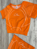 Orange Biker Short Set