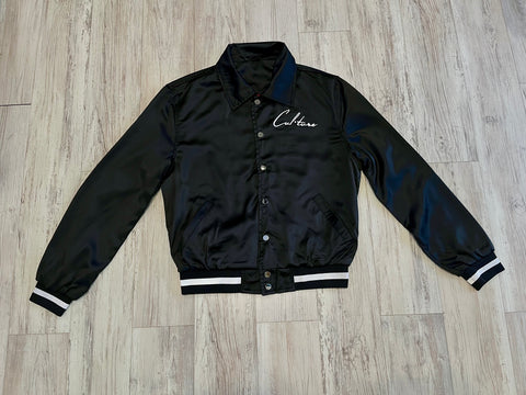 Black Satin Bomber Jacket