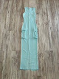 Aqua Blue Ribbed Split Hem Dress