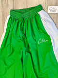 Kelly Green Striped Ultra Wide Leg Windbreaker Pants