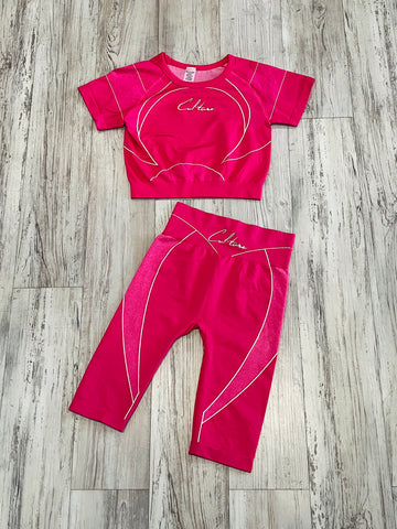 Hot Pink Biker Short Set