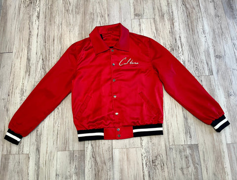 Red Satin Bomber Jacket