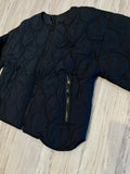 Black Quilted Bomber Jacket(W)