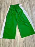 Kelly Green Striped Ultra Wide Leg Windbreaker Pants