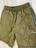 Olive Quilted Lightweight Shorts