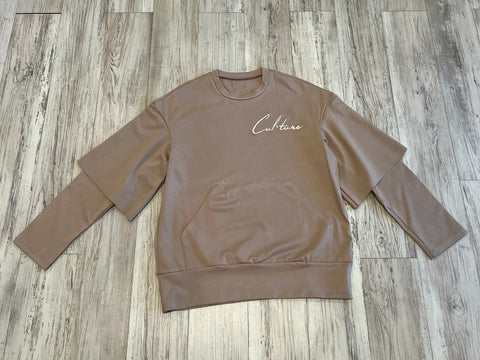 Khaki Heavyweight Layered Crewneck Shirt