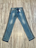 Blue Vintage Wash Side Zip Denim