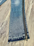 Blue Vintage Wash Side Zip Denim