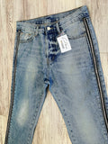 Blue Vintage Wash Side Zip Denim